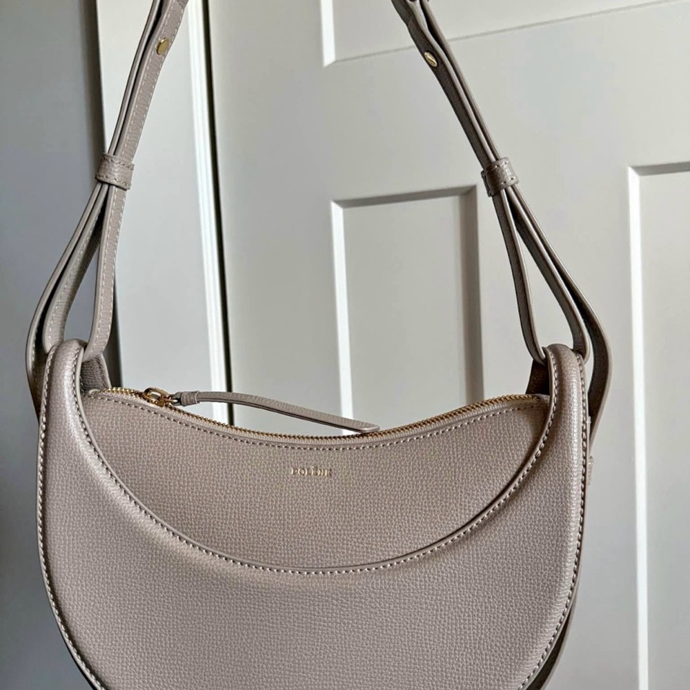 Taupe Leather Shoulder Bag